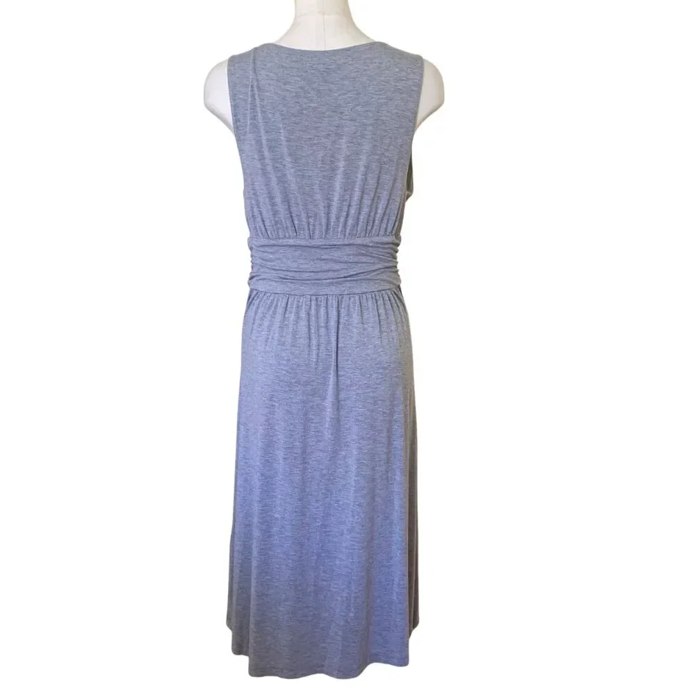 Artisan NY Gray Sleeveless Maxi Dress Size M Soft Stretch Knit V-Neck Waistband - Picture 5 of 8